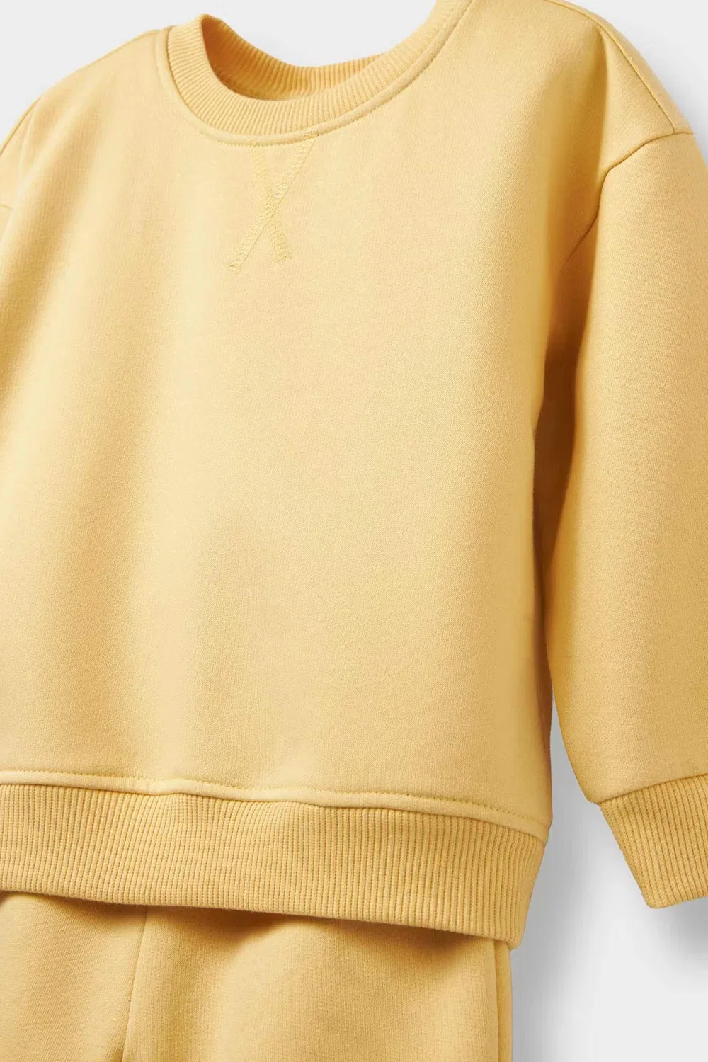 Комплект из футера с мягким начесом внутри, модель Sweatshirt Sweatpants, Defacto, желтый — фото 3