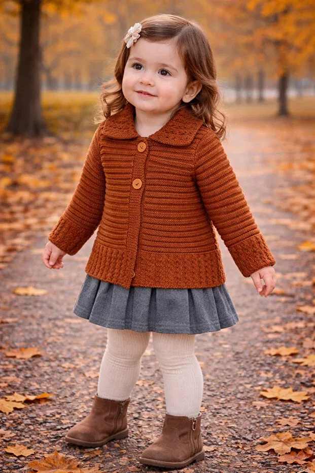 Детский кардиган для девочек с длинным рукавом Kidsev, Brown