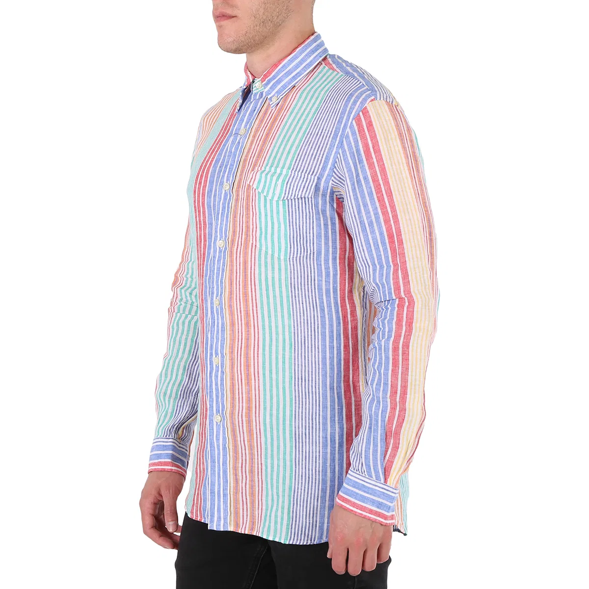 Рубашка с длинным рукавом Vertical-Striped Shirt Polo Ralph Lauren, Blue/Red/Multi — фото 3