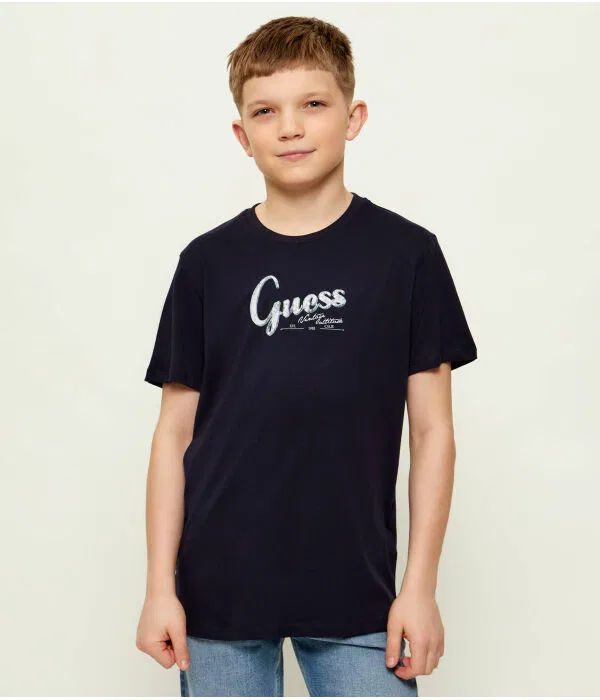 Детская футболка хлопковая O-Neck Guess, Blu Marino