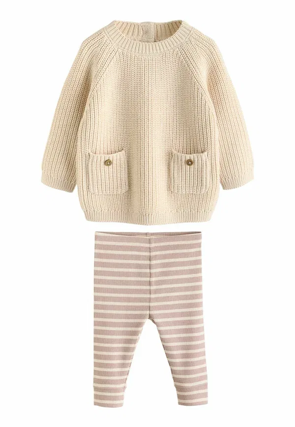 Комплект джемпер и леггинсы хлопковый Regular fit - jumper and leggings set Next, neutral stripe