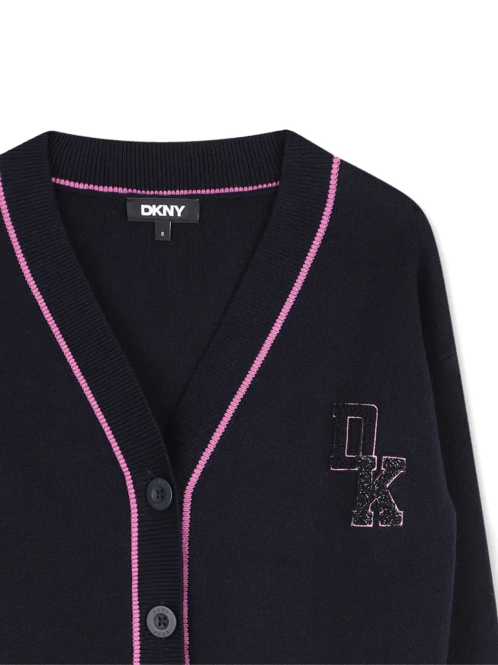 Кардиган с V-образным вырезом и нашивкой-логотипом Dkny Kids, синий — фото 3