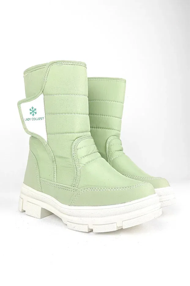 Детские снежные ботинки для девочек водонепроницаемые K20 thermal waterproof velcro girl's snow boots Zerenyus, Green