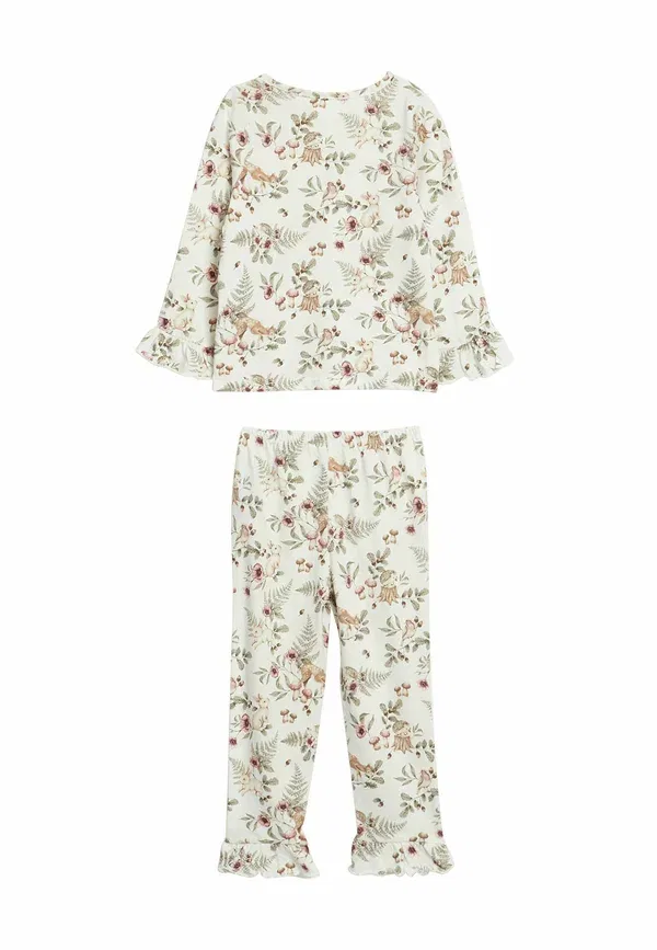 Комплект пижамы с цветочным принтом Floral with frills set, Newbie, кремовый — фото 2