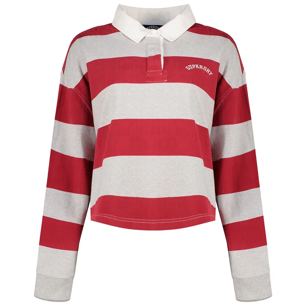 Поло с длинным рукавом Ath Essential Stripe Superdry, красный — фото 2