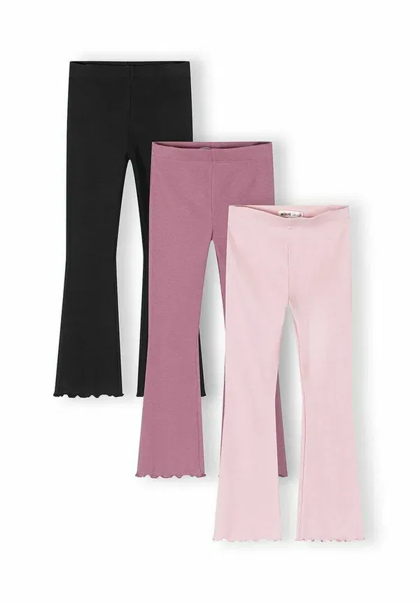 Брюки из хлопка с эластаном 3 pack flared leggings Minoti, Pink/Purple/Black, черный/фиолетовый/розовый