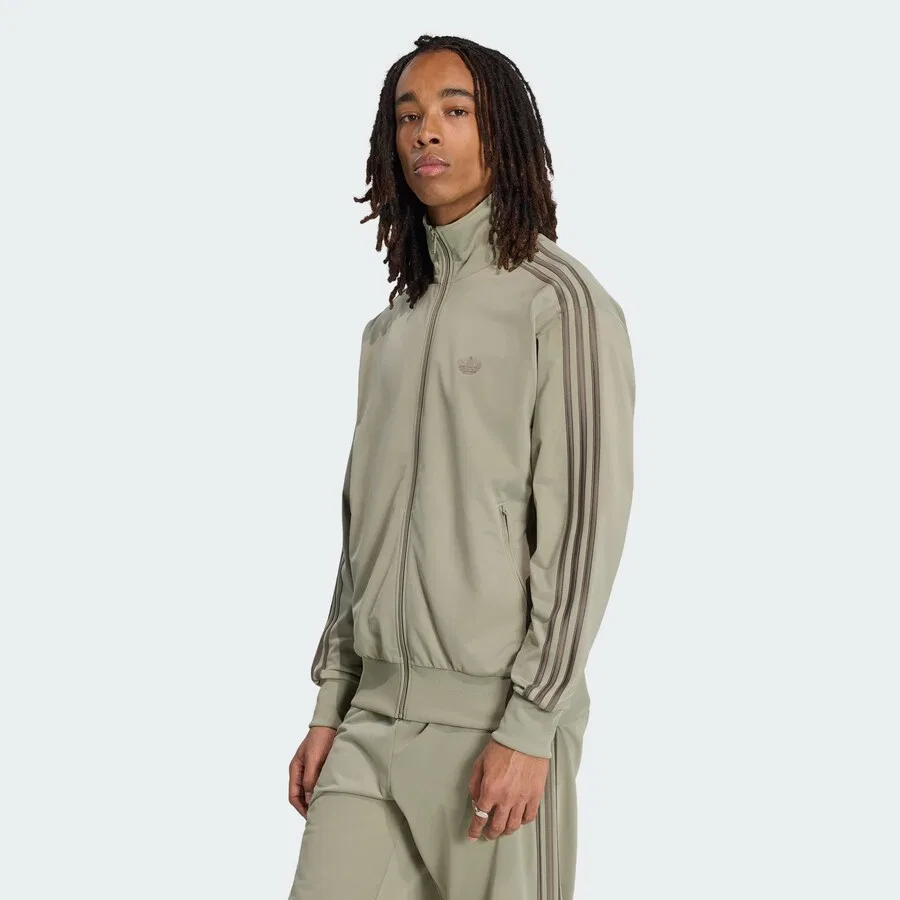 Худи на молнии ADIDAS ORIGINALS 'Firebird' оливкового цвета — фото 2