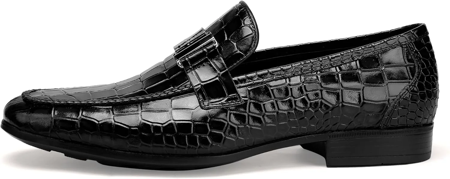 

Классические кожаные туфли для мужчин, премиальные лоферы-слипоны с тиснением под аллигатора для делового стиля GOLDEN COXES FAMILY, черный