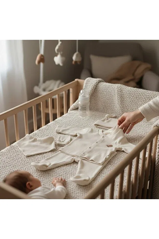 Детский комплект для новорожденных хлопковый Kidstil, Cream — фото 3