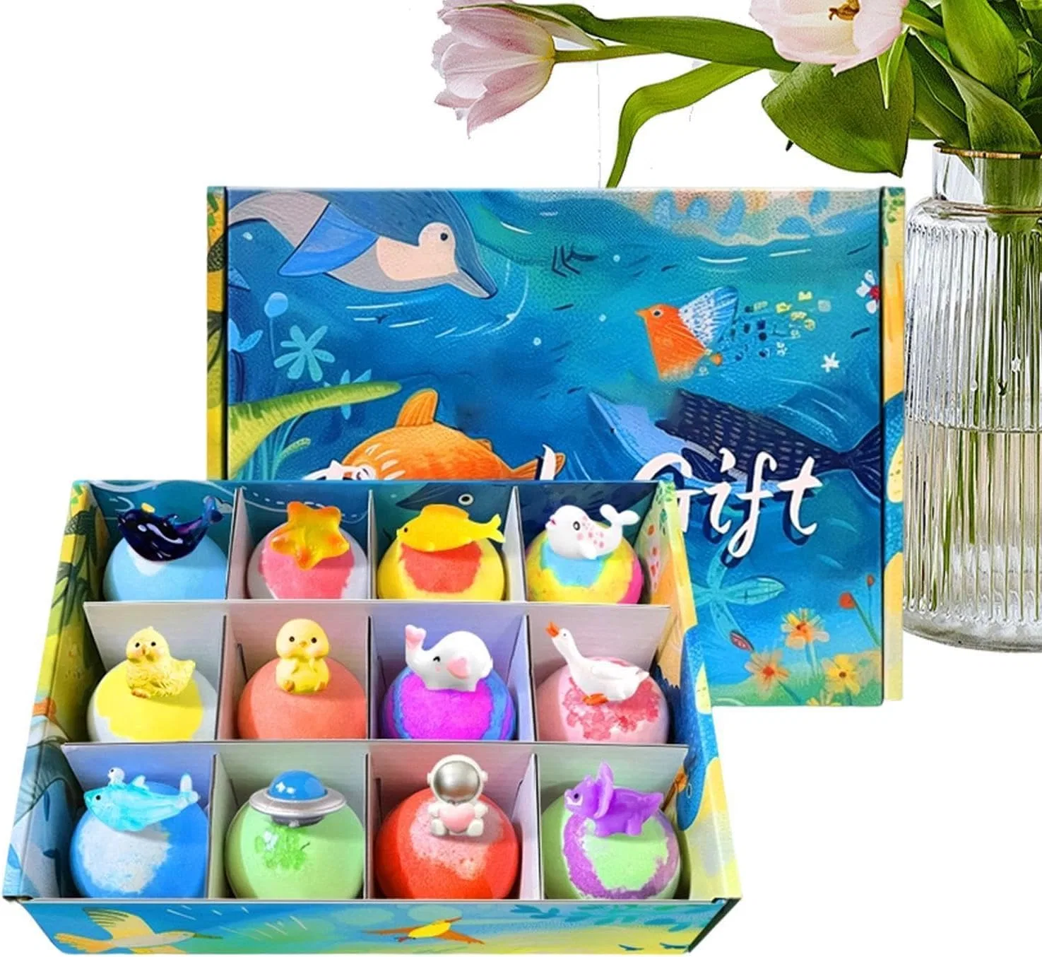 Детские бомбочки для ванны с игрушками, 12 шт, Tanxemery