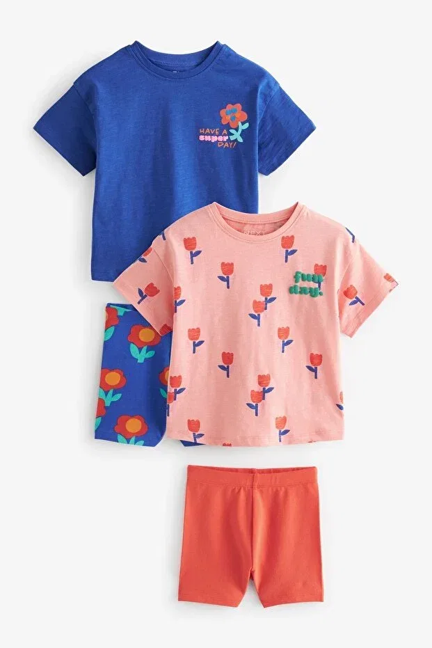 Детский комплект для новорожденных с цветочным принтом Cotton floral patterned 2-piece set Next Baby, Blue