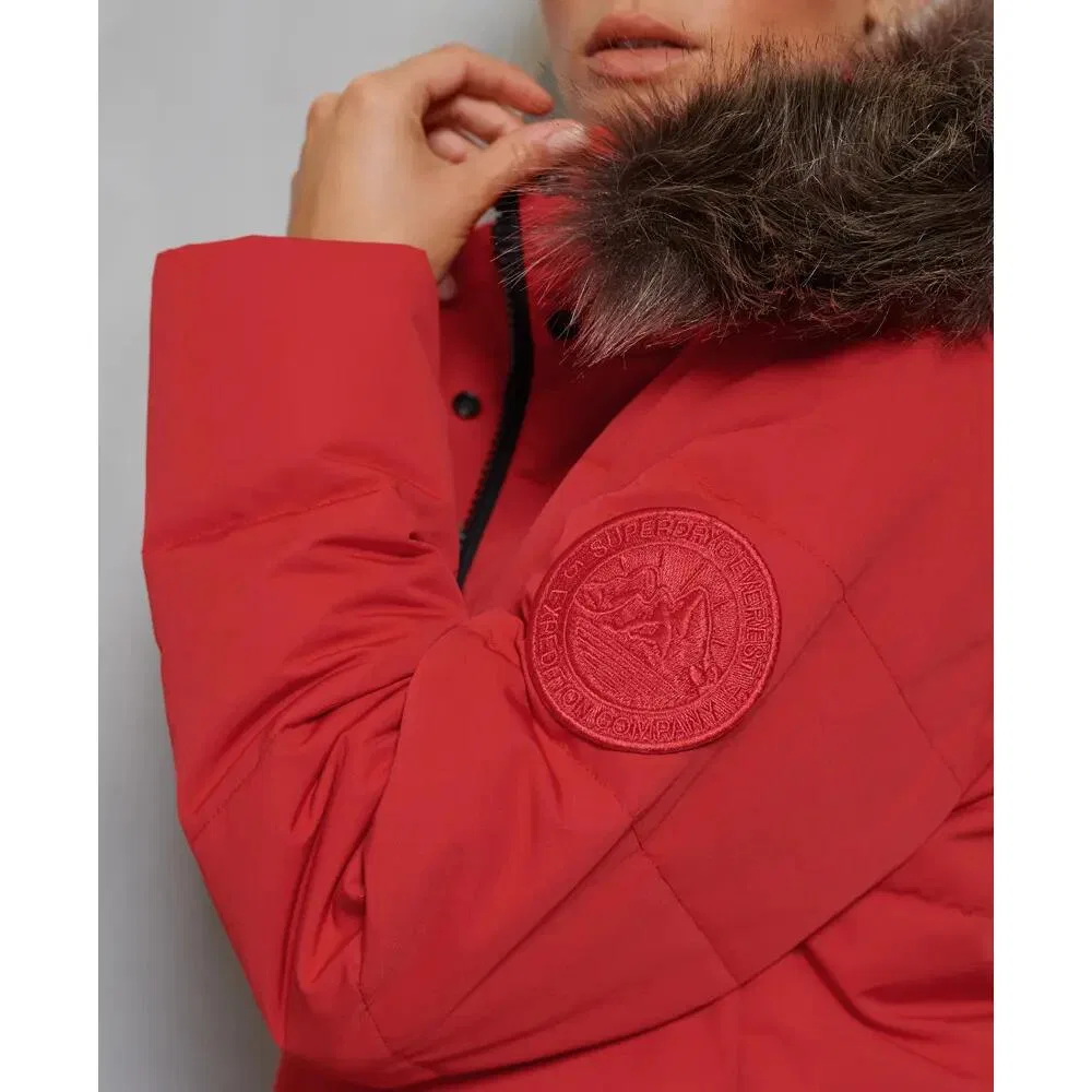 Женская длинная парка с искусственным мехом Superdry Everest, ROT — фото 4