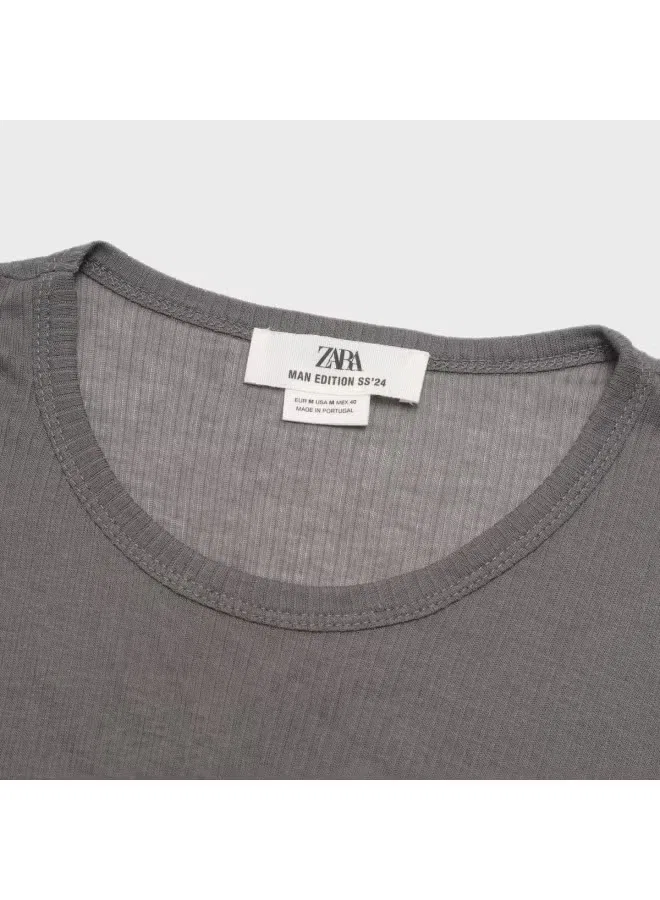 Футболка с длинным рукавом Zara, темно-серый — фото 4