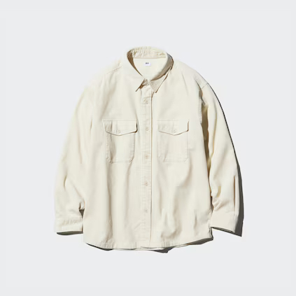 

Вельветовая рубашка с длинным рукавом Uniqlo, 01 молосно-белый
