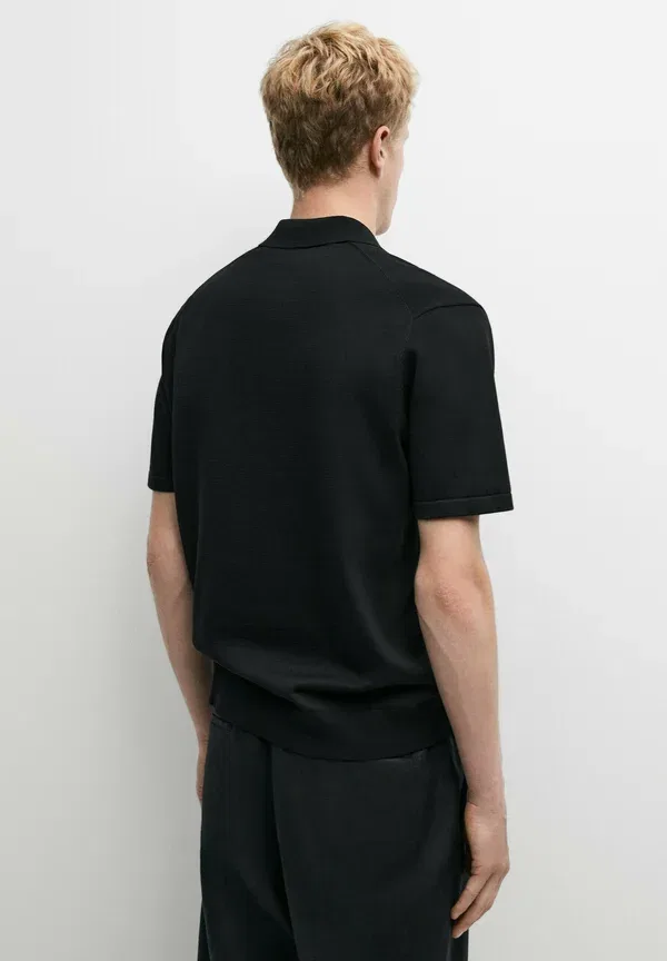 Футболка хлопковая Polo shirt Massimo Dutti, черный — фото 3