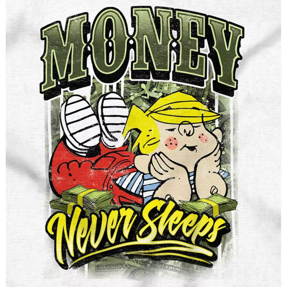 Детское боди с коротким рукавом Dennis the Menace Money Never Sleeps Brisco Brands, White — фото 2