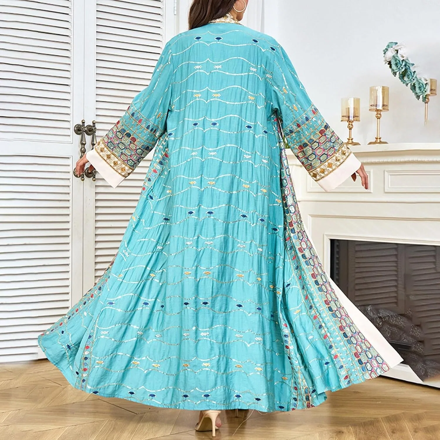 Женское мусульманское платье для молитвы Dubai Maxi, Blue — фото 4