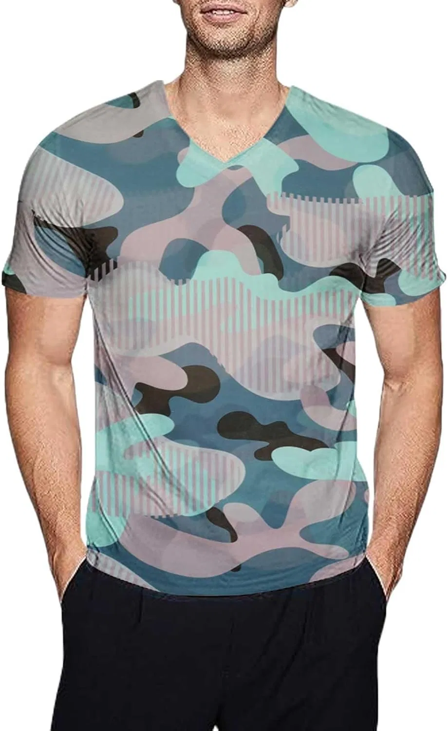 Мужская компрессионная футболка камуфляж, Light Blue