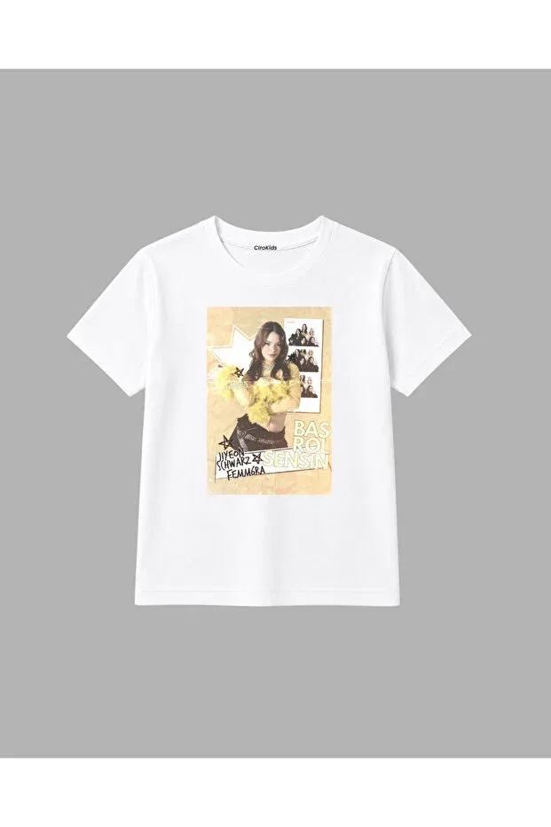 Детская футболка для девочек с принтом 100% Cotton Manifest Esin Bahat Printed Design T-Shirt Cirokids, White