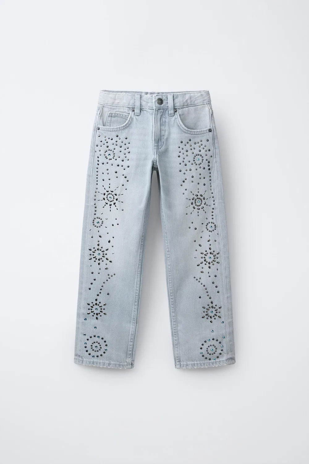 Широкие джинсы с заклепками ZARA, Blue