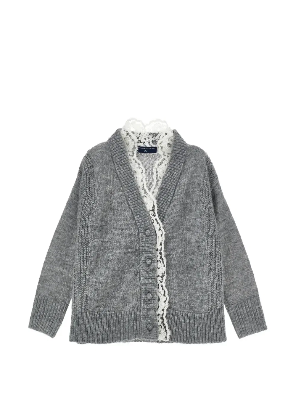 Вязаный кардиган с кружевной отделкой Ermanno Scervino Junior, серый