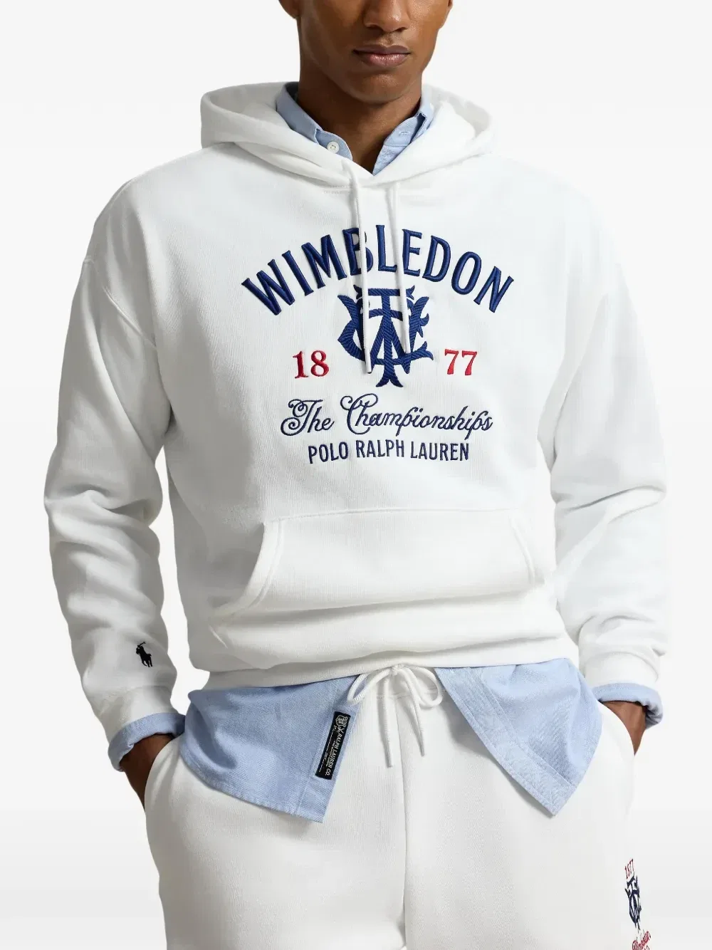 Худи Wimbledon с вышивкой Polo Ralph Lauren, белый — фото 3