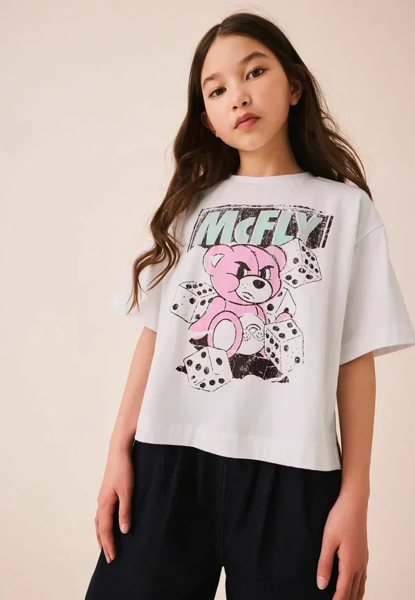 Футболка хлопковая Regular fit - mcfly oversized boxy graphic t-shirt, Next, белый — фото 2