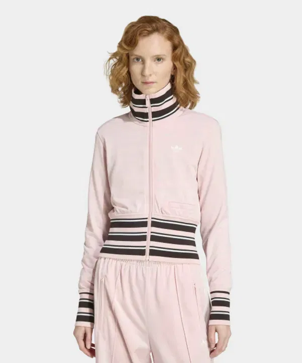 Тренировочная куртка из рибаны с высоким воротом, винтажный стиль, Adidas, сэндпинк