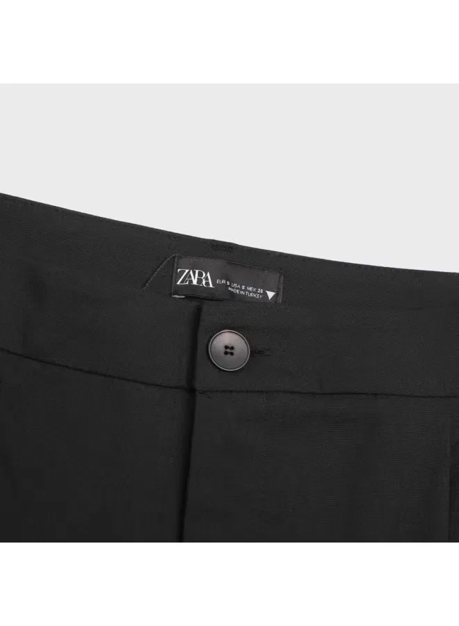Брюки прямые на молнии с минималистичным дизайном Zara, черный — фото 4