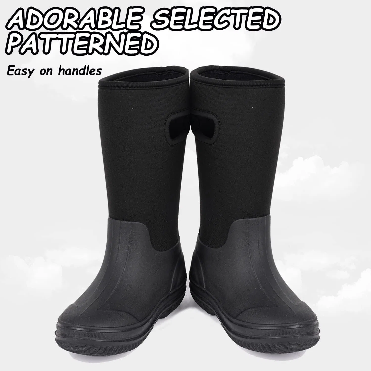 Детские сапоги для мальчиков водонепроницаемые Outee, Black — фото 2