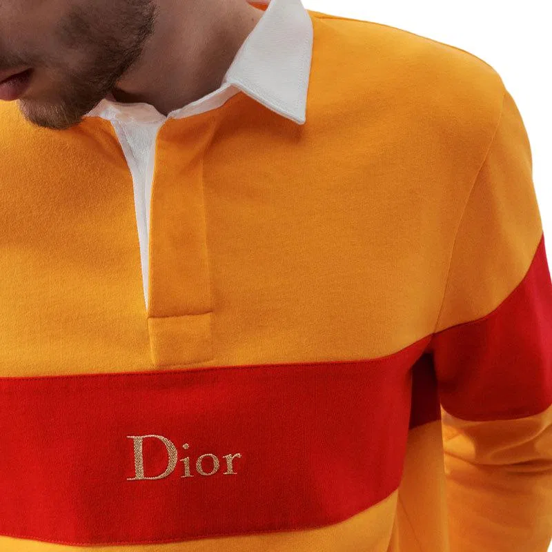 Мужское поло с воротником, средней посадки, straight fit, Yellow, DIOR, Yellow — фото 4