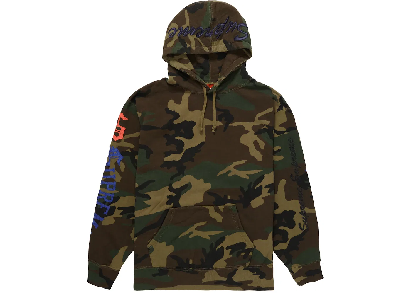 Мужской худи с капюшоном с принтом Supreme Sweatshirt, Woodland Camo — фото 2