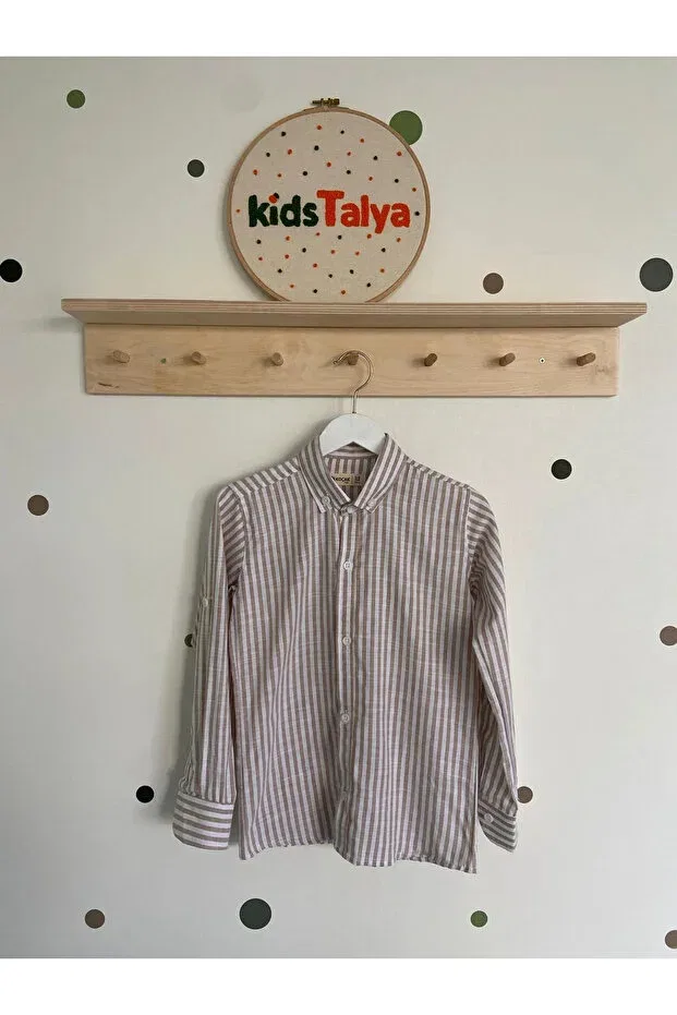 Детская рубашка для мальчиков с длинным рукавом полоска Kidstalya, Brown