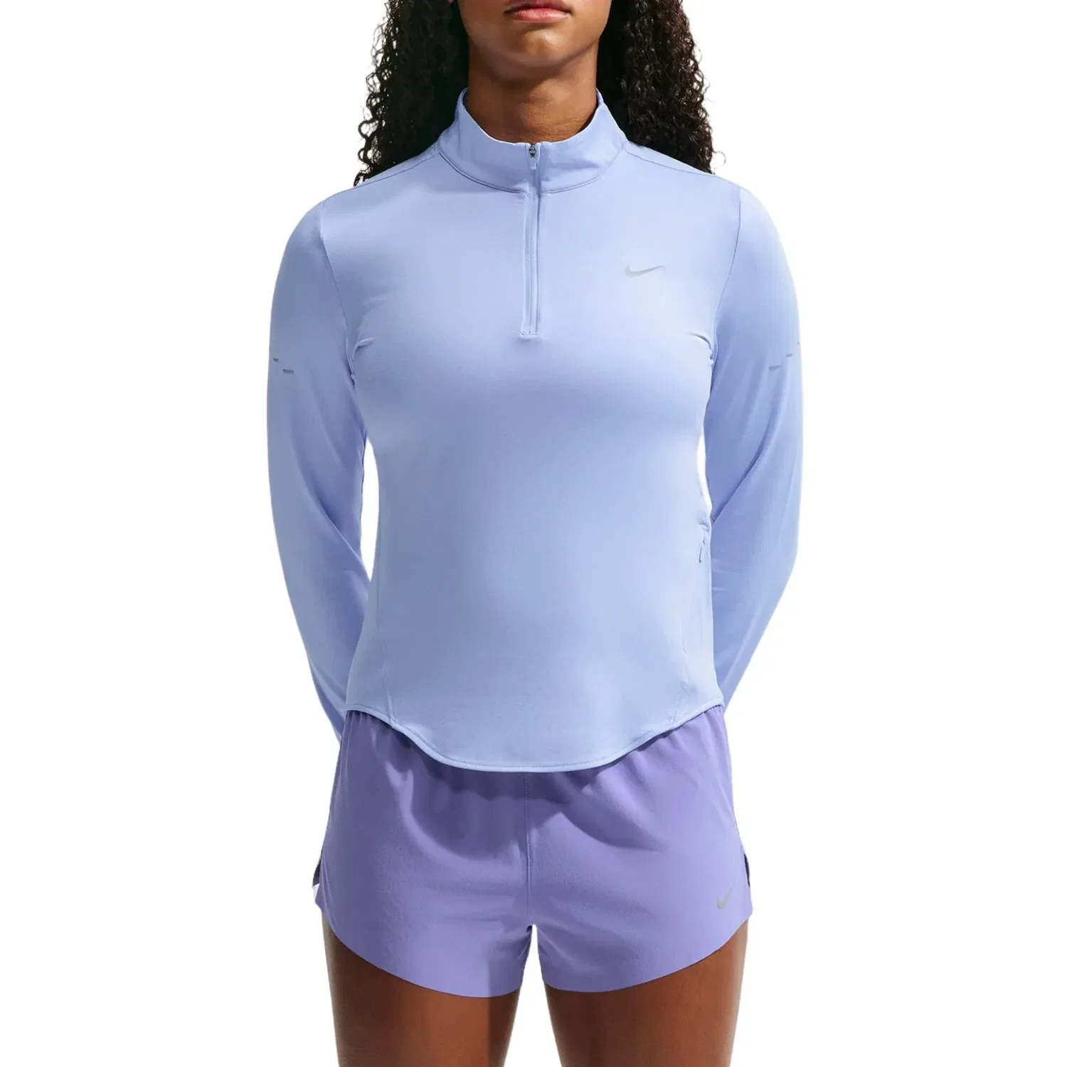 Женская футболка Swift Dri-FIT UV 1 4-Zip Top 'Aluminium' Nike, Aluminium — фото 3