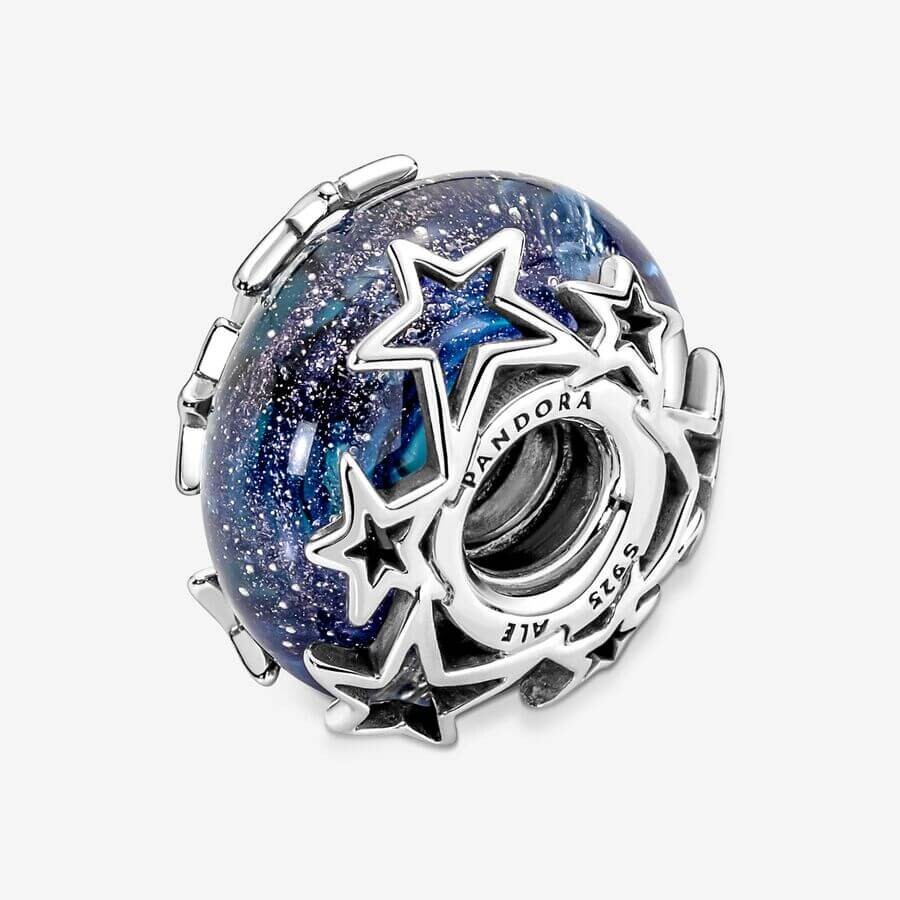 Шарм Pandora Galaxy Blue & Star Murano, серебро/синий — фото 4