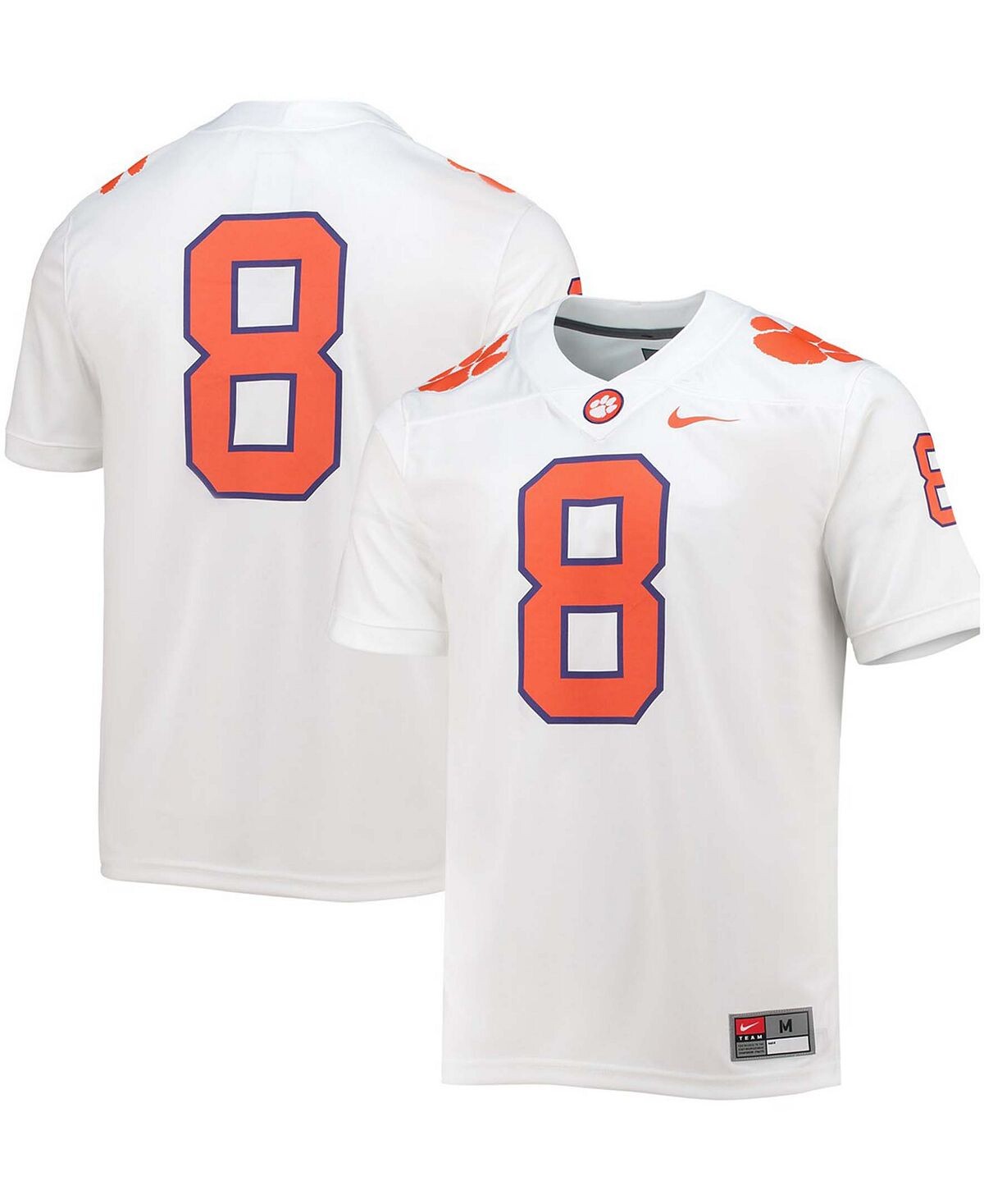 

Мужская футболка big and tall 8 white clemson tigers game джерси Nike, белый