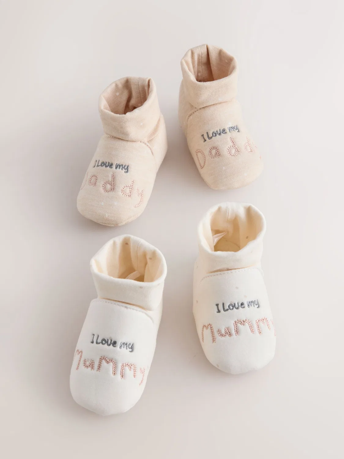 Пинетки-носочки Neutral I Love my Mummy/Daddy Next, нейтральный