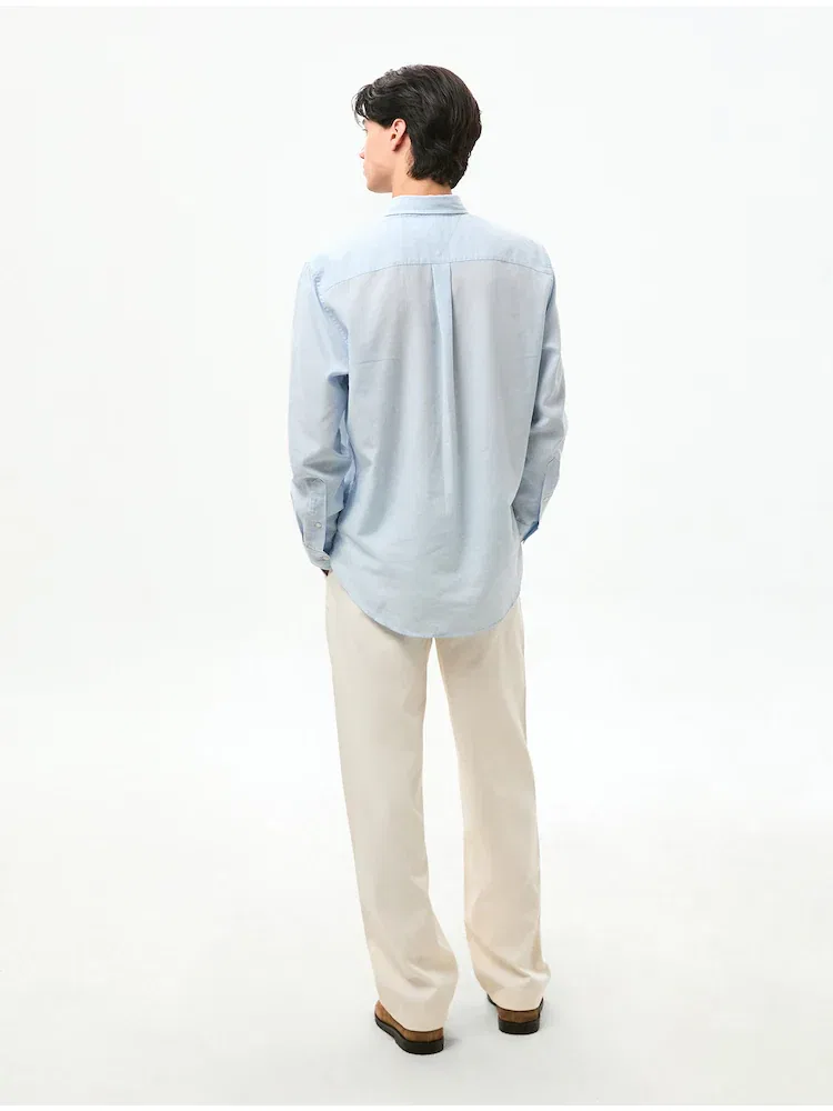 Рубашка с длинным рукавом, Regular Fit, LINEN BLEND REGULAR BUTTON DOWN SHIRT TOMMY HILFIGER, Sky Blue — фото 3