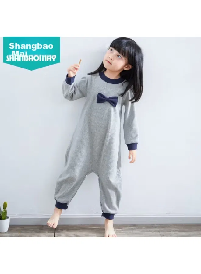 Комбинезон-пижама утепленный детский Shanbaomay, серо-синий — фото 2