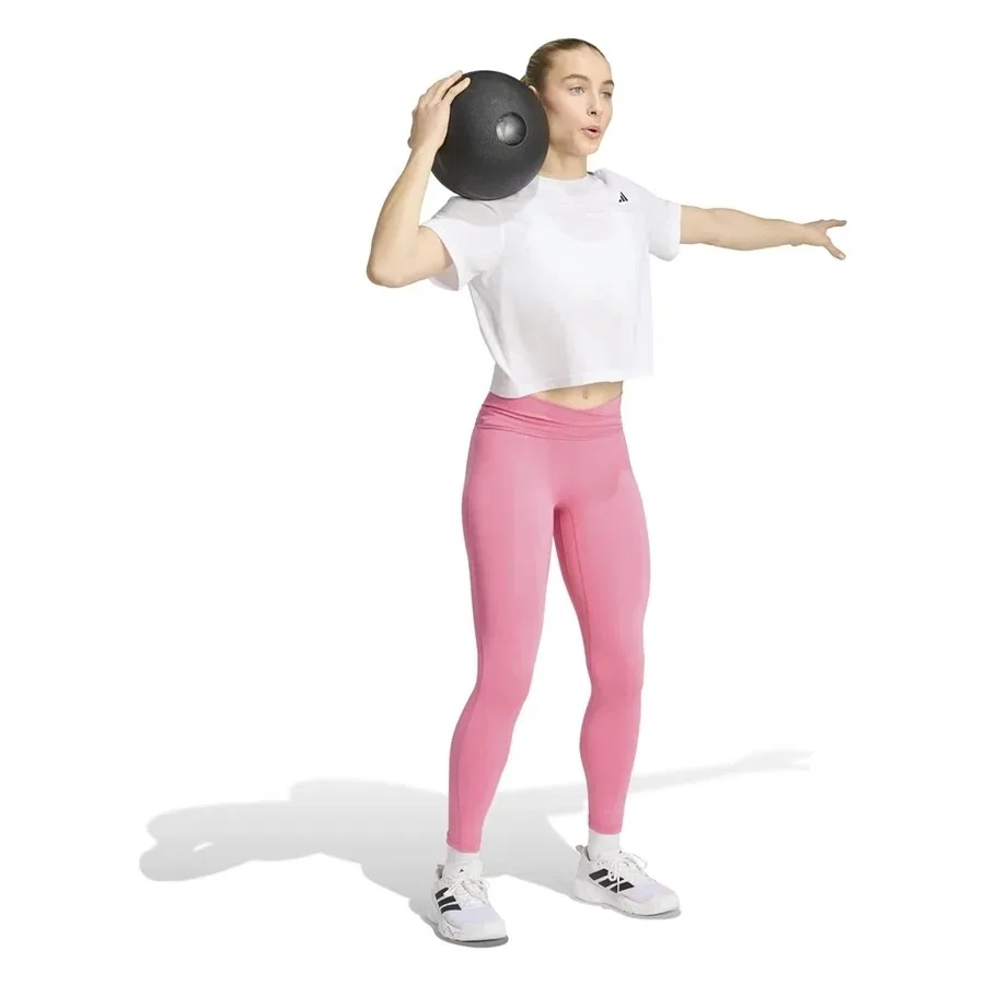 Женские леггинсы с принтом 3 Stripes Studio All Me 7/8 X-Over, adidas, Розовый — фото 4