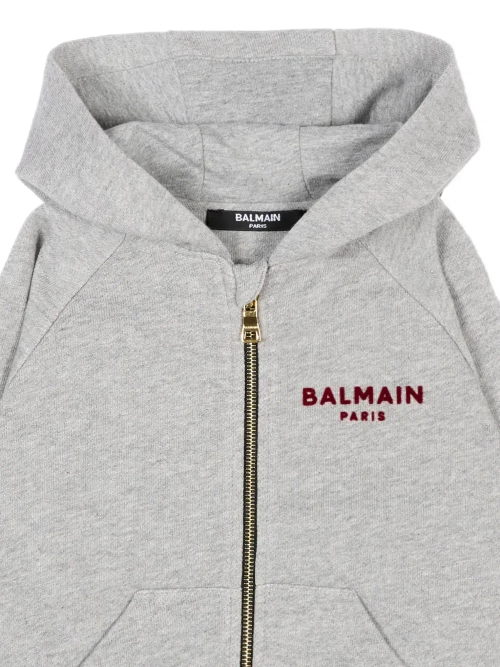 Толстовка на молнии с логотипом Balmain Kids, серый — фото 3
