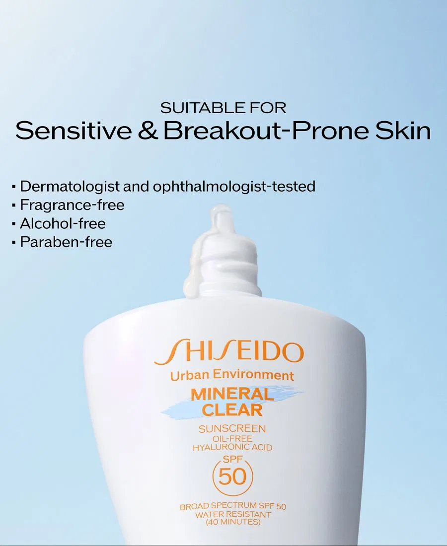 Солнцезащитный крем Urban Environment Mineral Clear Sunscreen SPF 50, 45 г Shiseido — фото 3