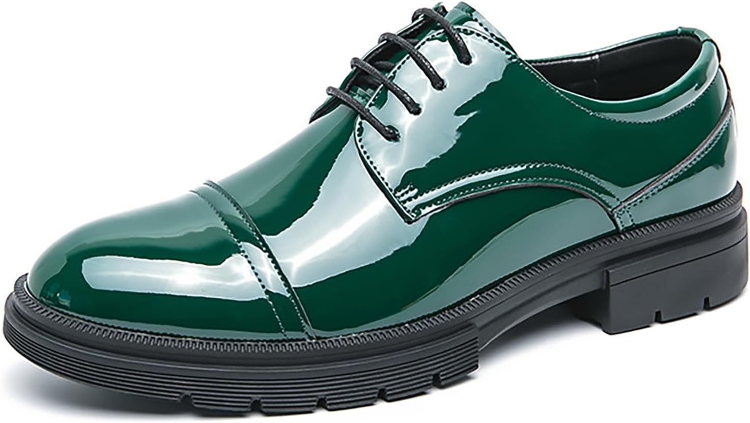 

Деловые оксфорды для мужчин из лакированной кожи, британские ручной работы, с круглым носком, массивным каблуком, дерби, на шнуровке, формальная обувь для свадьбы и вечеринки Bwseobg, зеленый