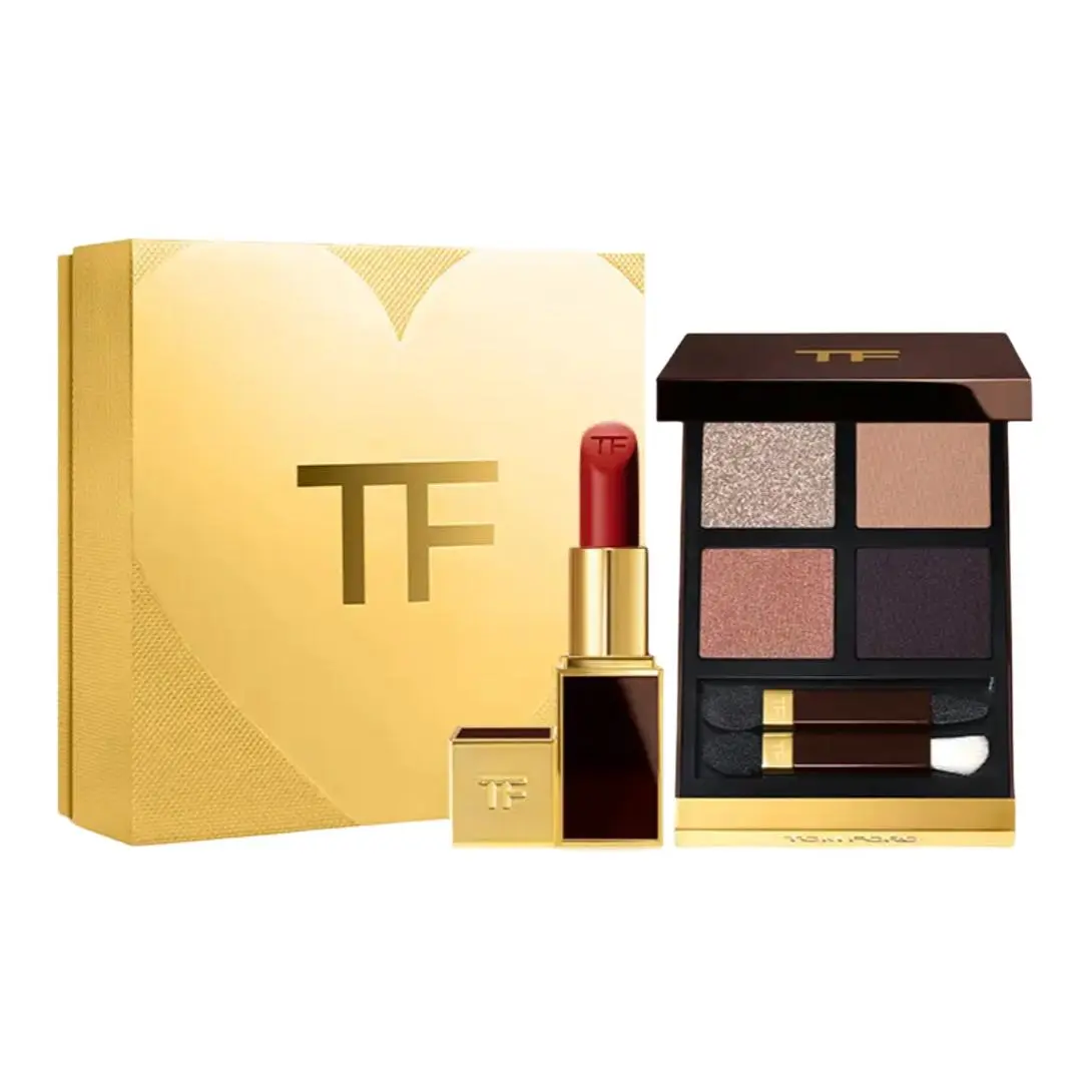 

Tom Ford Набор для макияжа TF: черная помада в тюбике и четыре оттенка теней для век Легко растушевывается, стойкая 3,5 г + 10 г