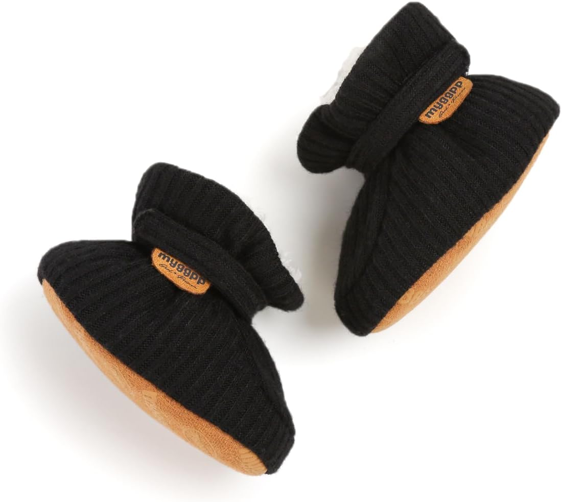 

HsdsBebe Детские ботиночки на щиколотку для мальчиков и девочек, флисовые пинетки с противоскользящей резиновой подошвой, кроссовки для малышей, обувь для новорожденных для ходьбы и сна, B2081/Black