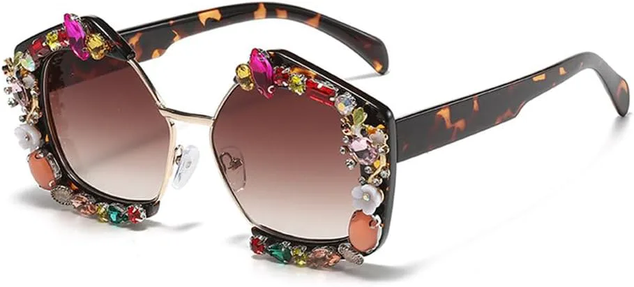 

Женские солнцезащитные очки LVTFCO Fashion в полуободковой оправе с бриллиантами, ретро-эффект, градиентный дизайн, декоративная защита от УФ-излучения UV400, 2