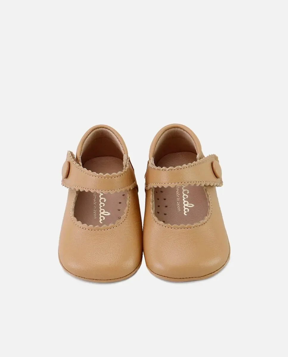 Детские пинетки из кожи в стиле мерседита Eli 1957, Camel — фото 4