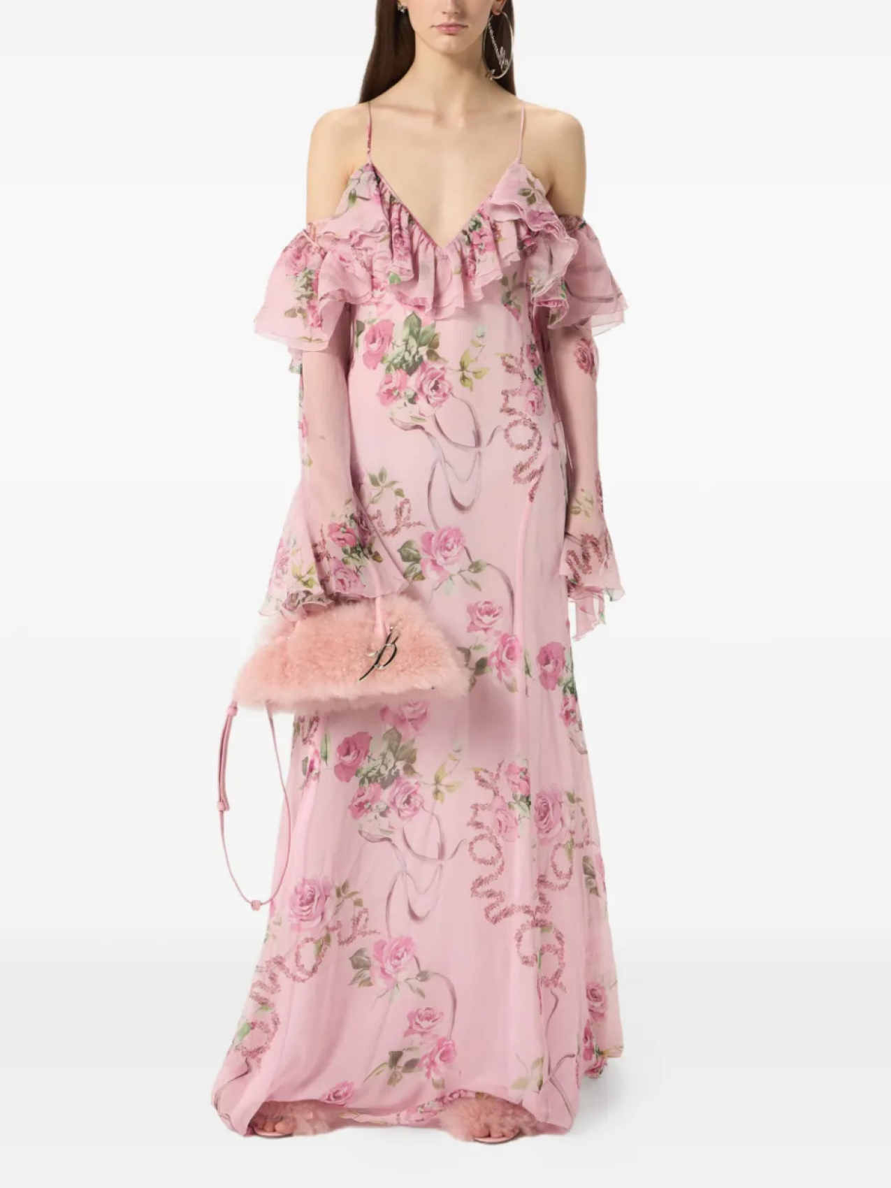 

Blumarine платье с оборками и цветочным принтом, розовый