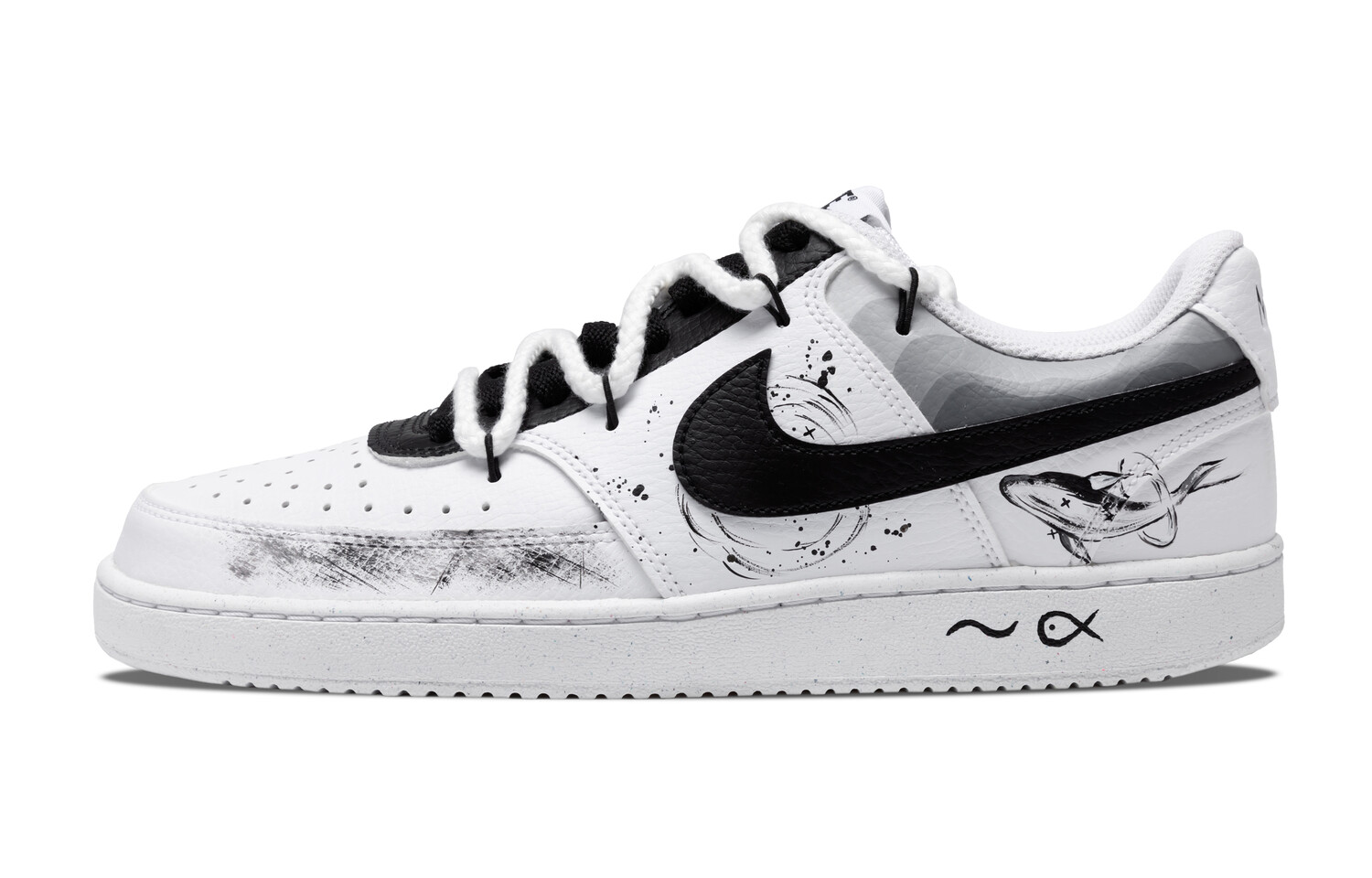 

Кроссовки Nike Court Vision 1 Skateboarding Shoes Men Low-top White/Black, белый/черный