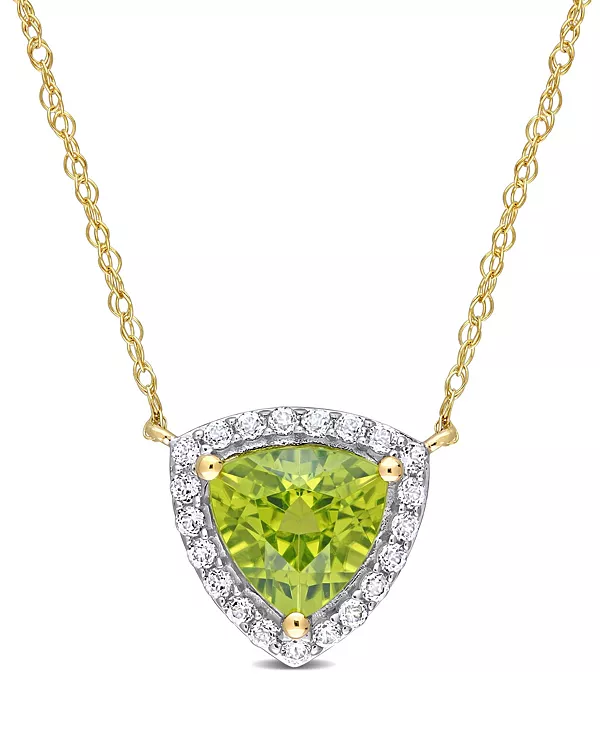 

Ожерелье с триллионом гало из 10-каратного золота с перидотом (1 1/3 карата) и белым топазом (1/5 карата) Macy'S, peridot